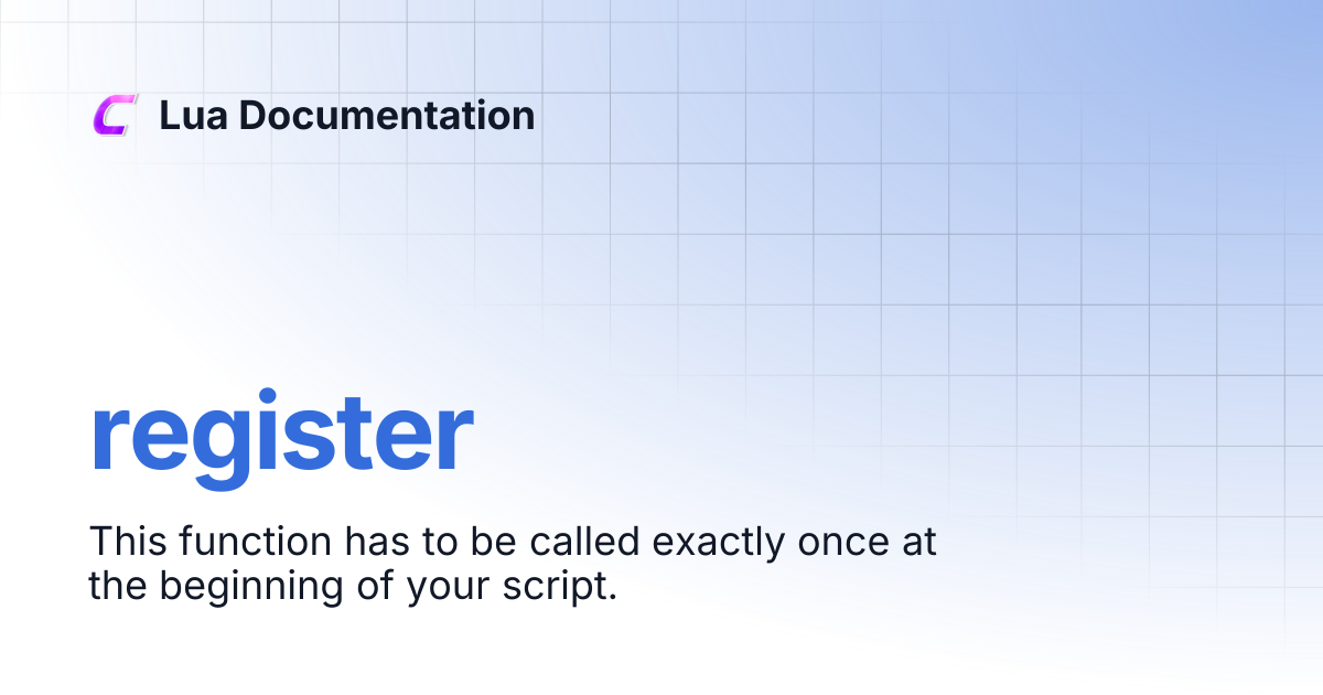 register | Lua Documentation